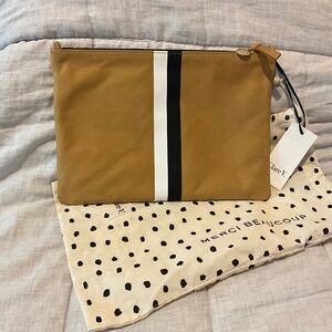 Clare V Tan flat clutch with tabs